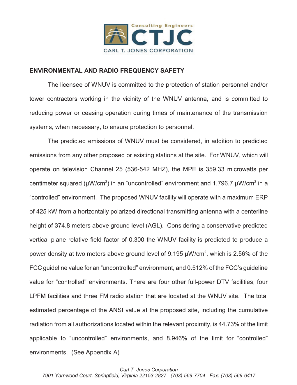 ENVIRONMENTAL and RADIO FREQUENCY SAFETY The