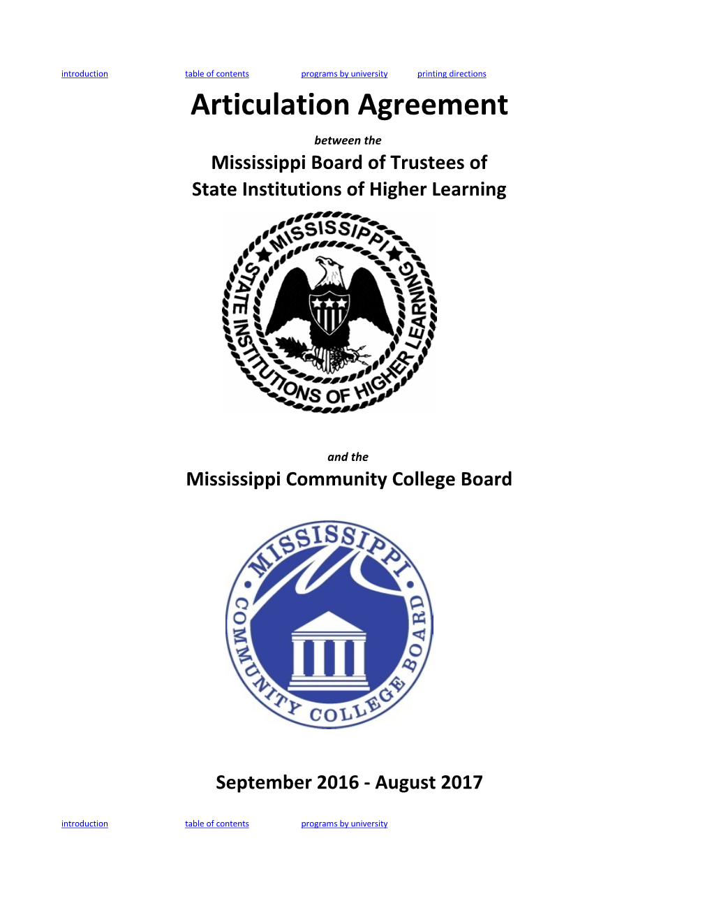 MCCB/IHL Articulation Agreement