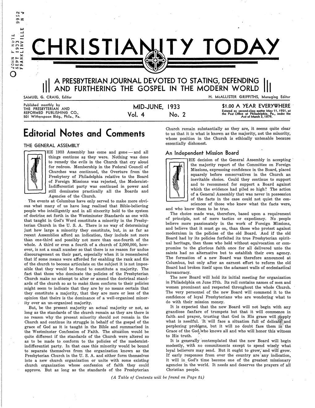 Christianity Today, Vol. 4, No. 2