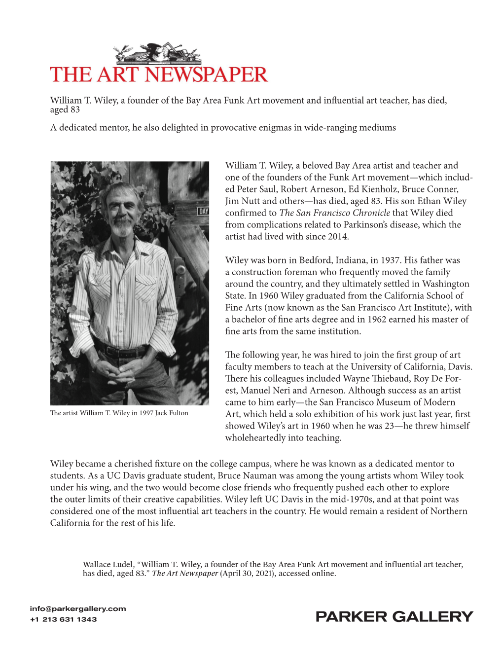 The Art Newspaper (April 30, 2021), Accessed Online