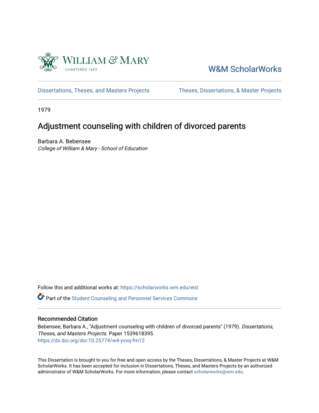 Adjustment Counseling with Children of Divorced Parents