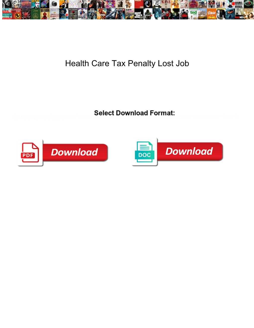 Health Care Tax Penalty Lost Job