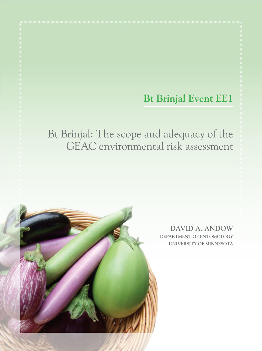 Bt Brinjal Event EE1