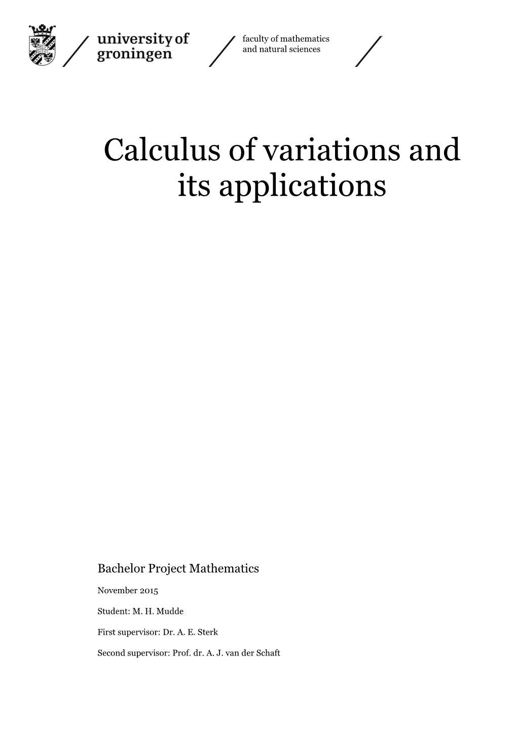 Calculus of Variations and Its Applications