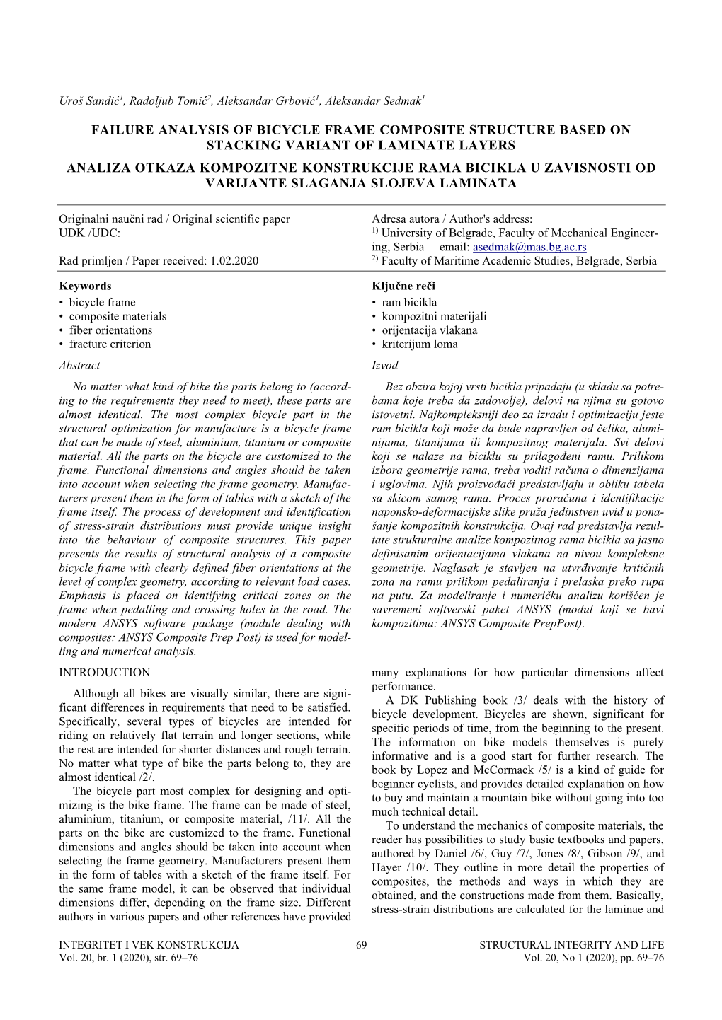 Failure Analysis of Bicycle Frame Composite Structure Based On