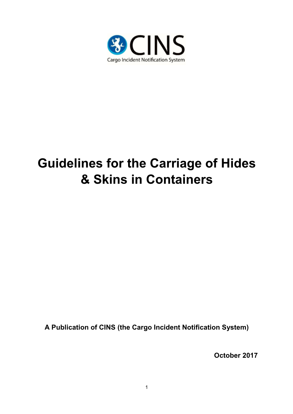 Guidelines for the Carriage of Hides & Skins in Containers