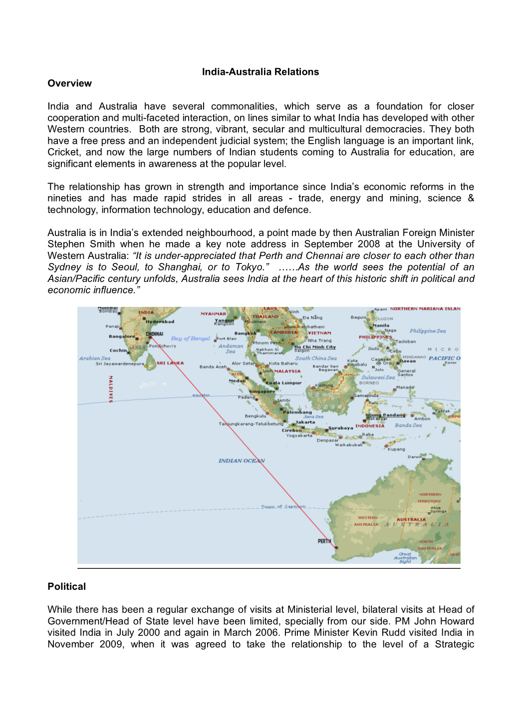 India-Australia Relations Overview India and Australia Have Several