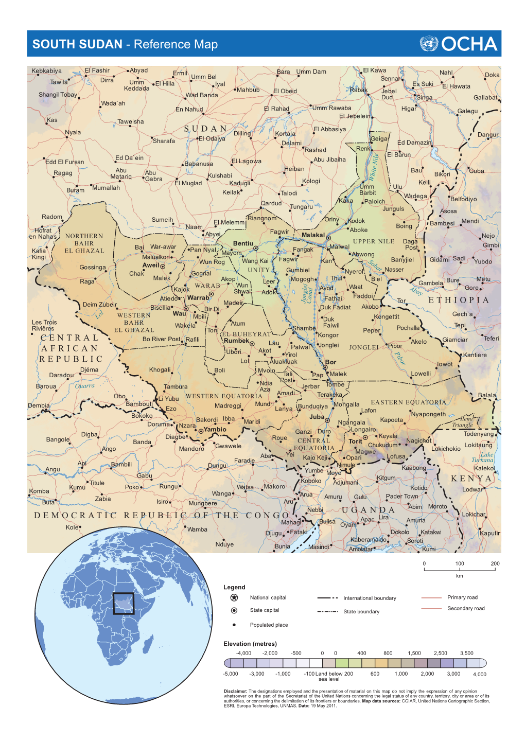 SOUTH SUDAN - Reference Map