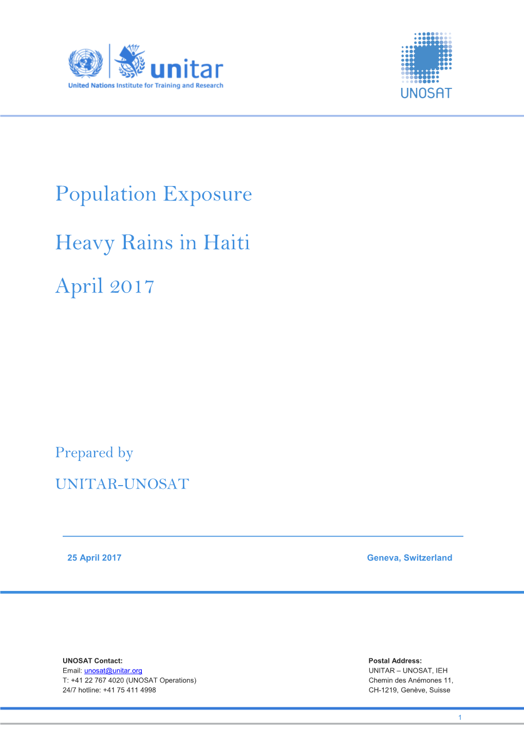 Population Exposure Heavy Rains in Haiti April 2017