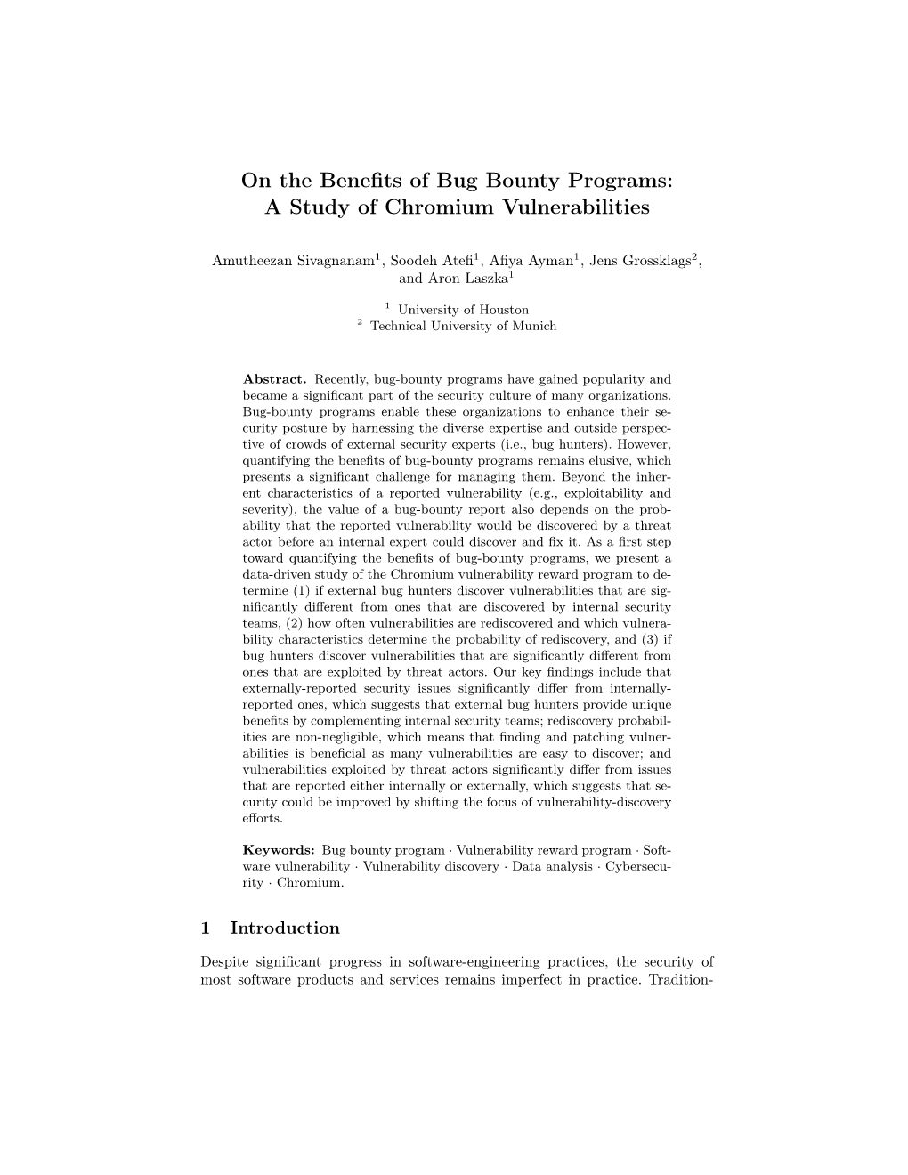 On the Benefits of Bug Bounty Programs: a Study of Chromium