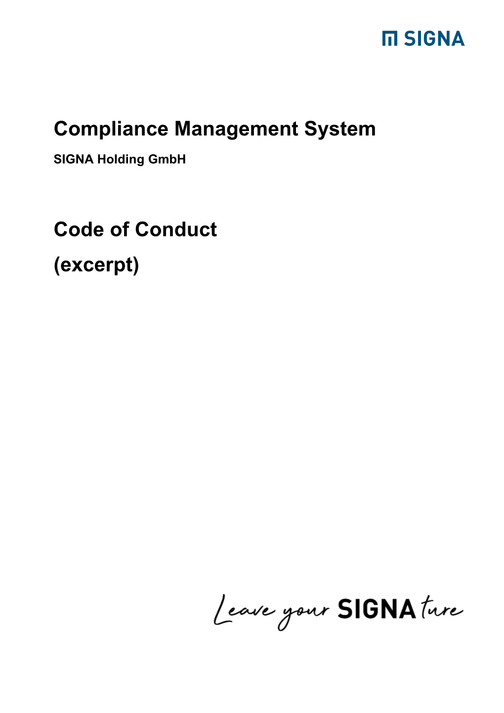 Compliance Management System Code of Conduct