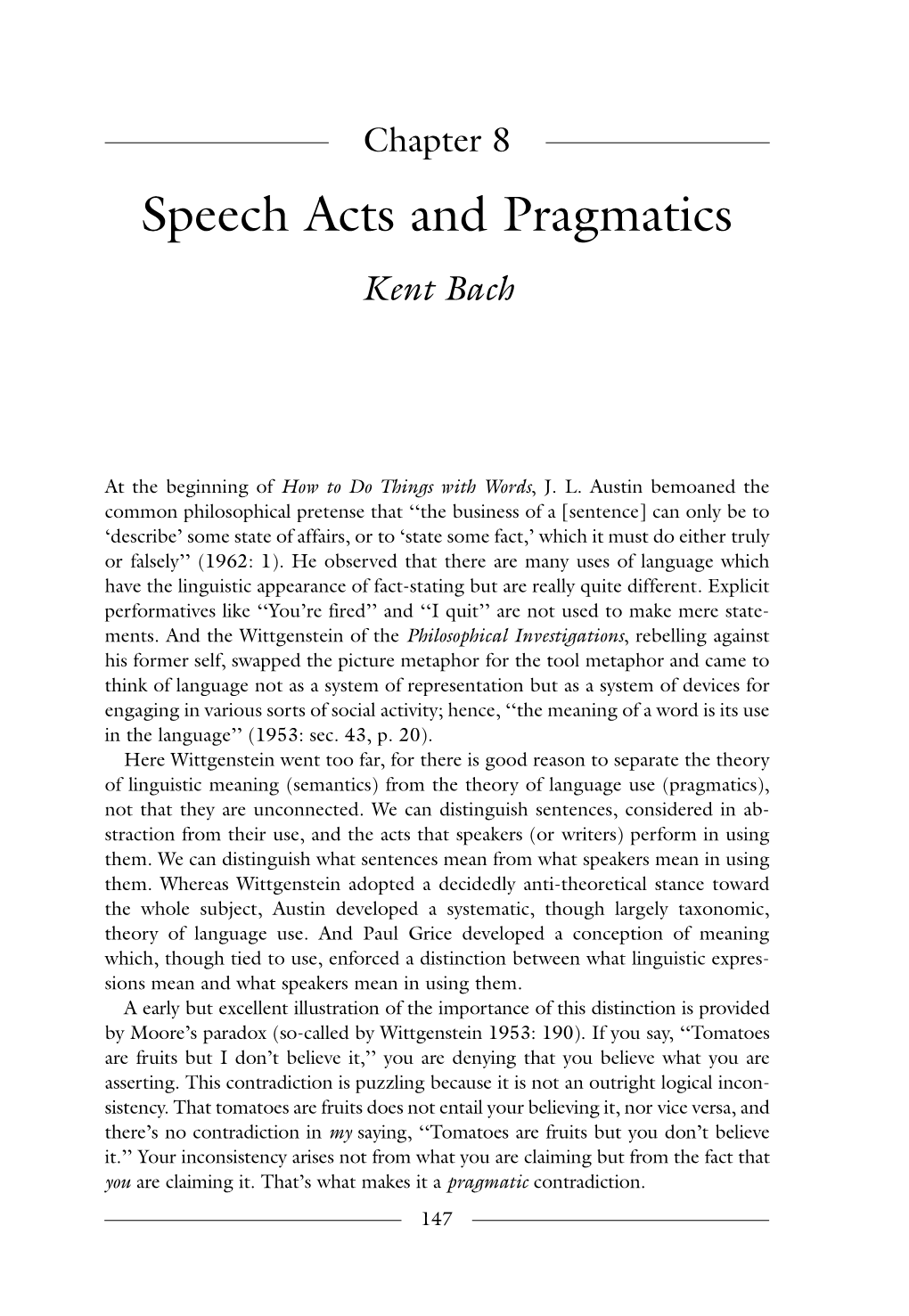 Speech Acts and Pragmatics Kent Bach