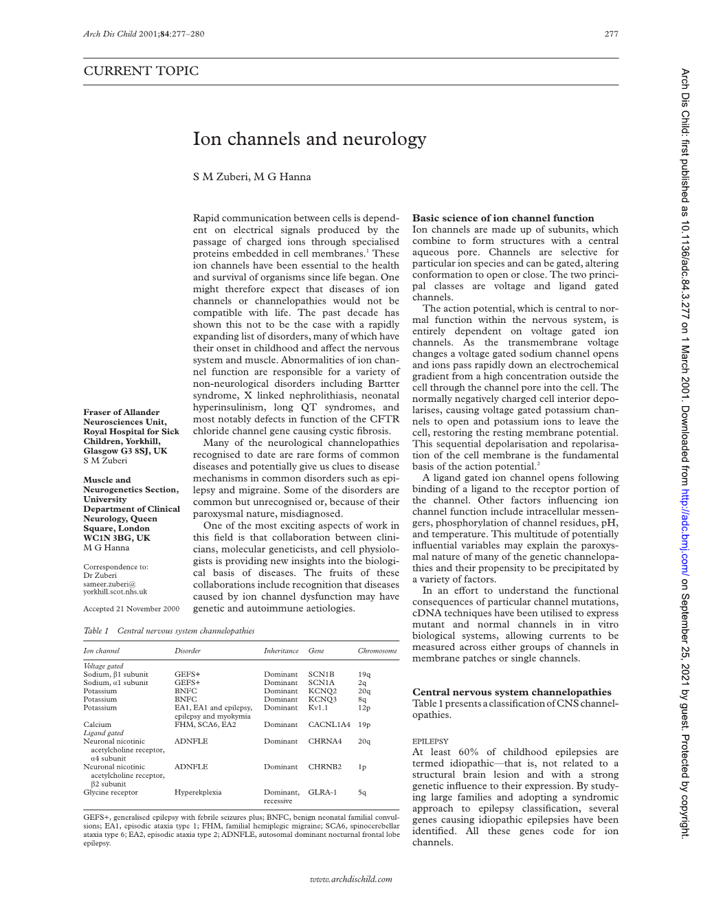 Ion Channels and Neurology