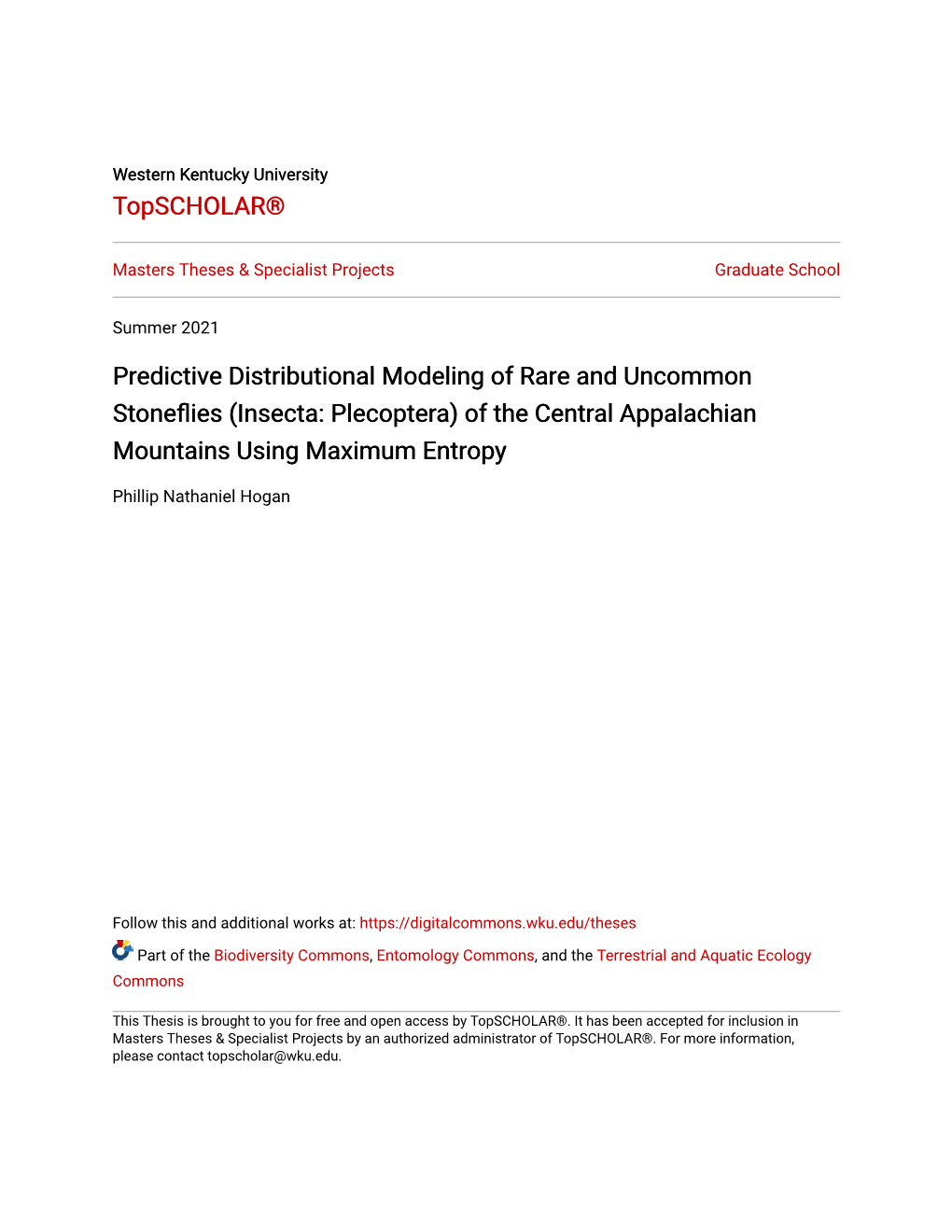 Of the Central Appalachian Mountains Using Maximum Entropy