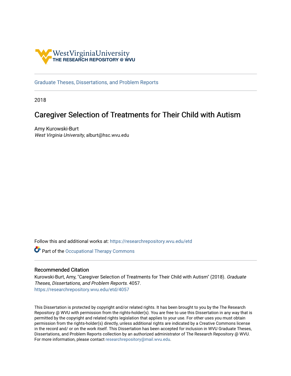 Caregiver Selection of Treatments for Their Child with Autism