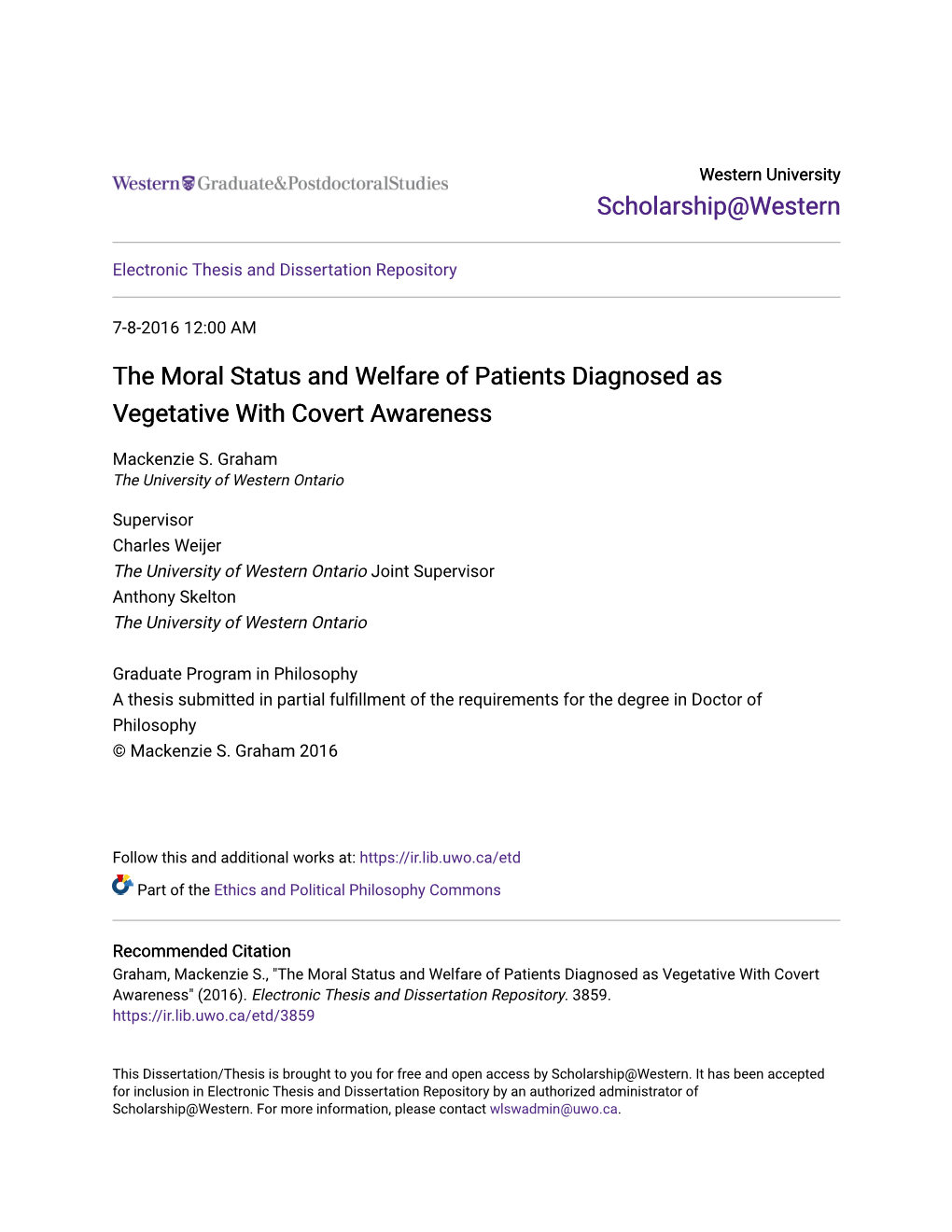 The Moral Status and Welfare of Patients Diagnosed As Vegetative with Covert Awareness