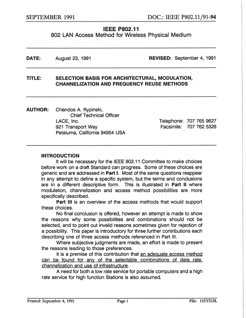 September 1991 Doc.: Ieee P802.11/91-94