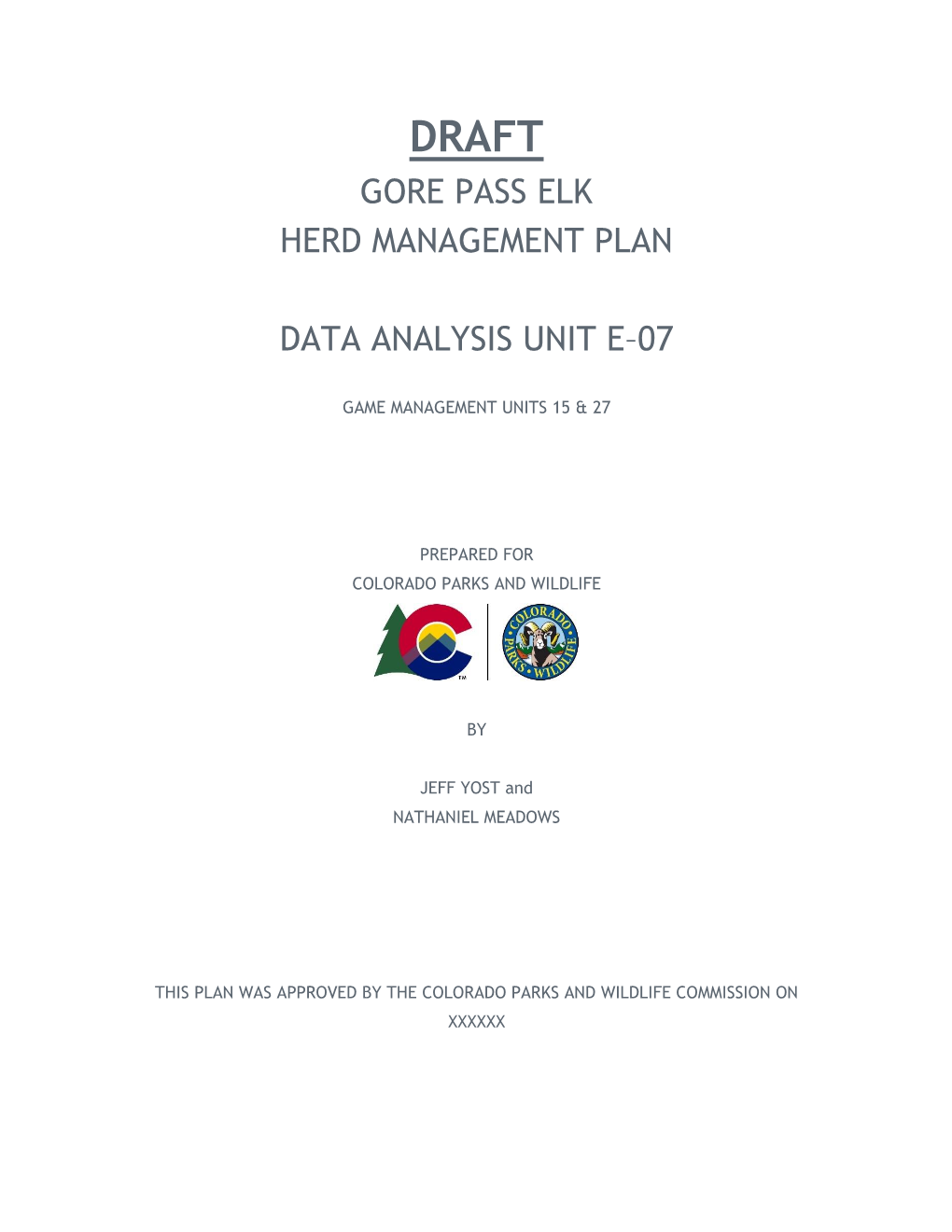 Gore Pass Elk Herd Management Plan