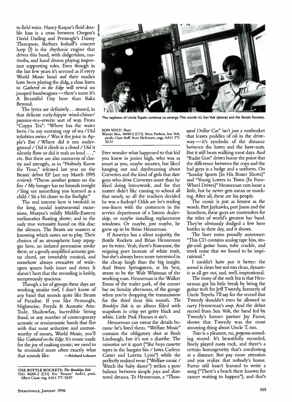 To Field Voice. Nancy Kaspar's Fluid Dou- Ble Bass Is a Cross Between Oregon's David Darling and Pentangle's Danny Thompson