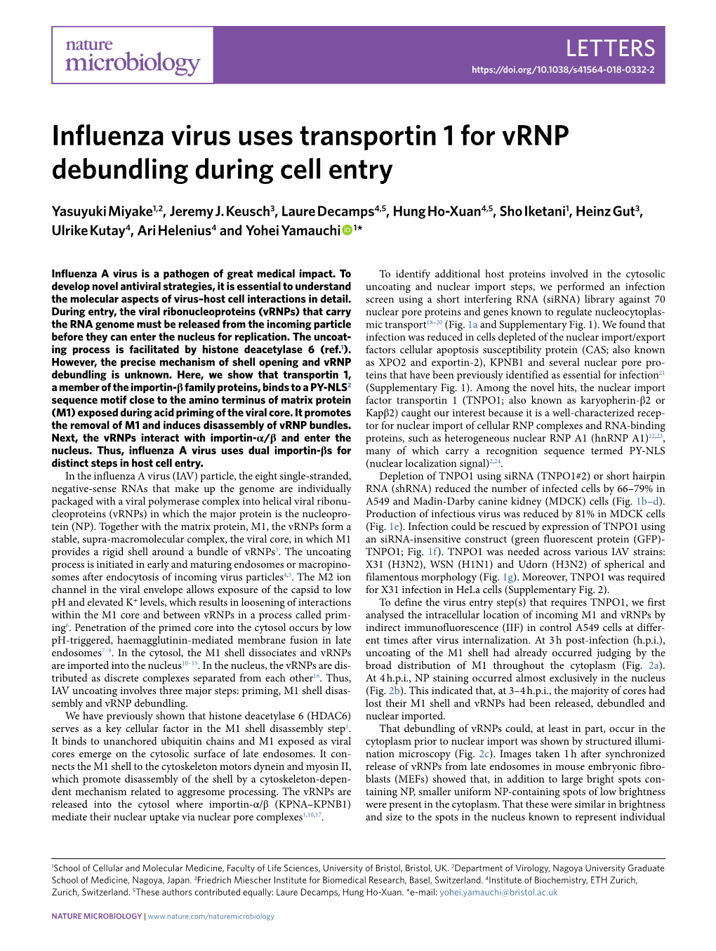 Influenza Virus Uses Transportin 1 for Vrnp Debundling During Cell Entry