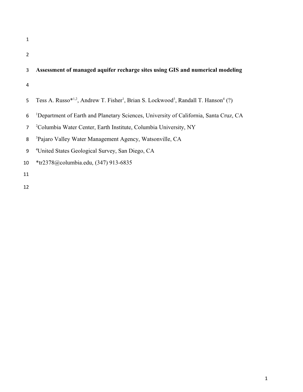 Assessment of Managed Aquifer Recharge Sites Using GIS and Numerical Modeling