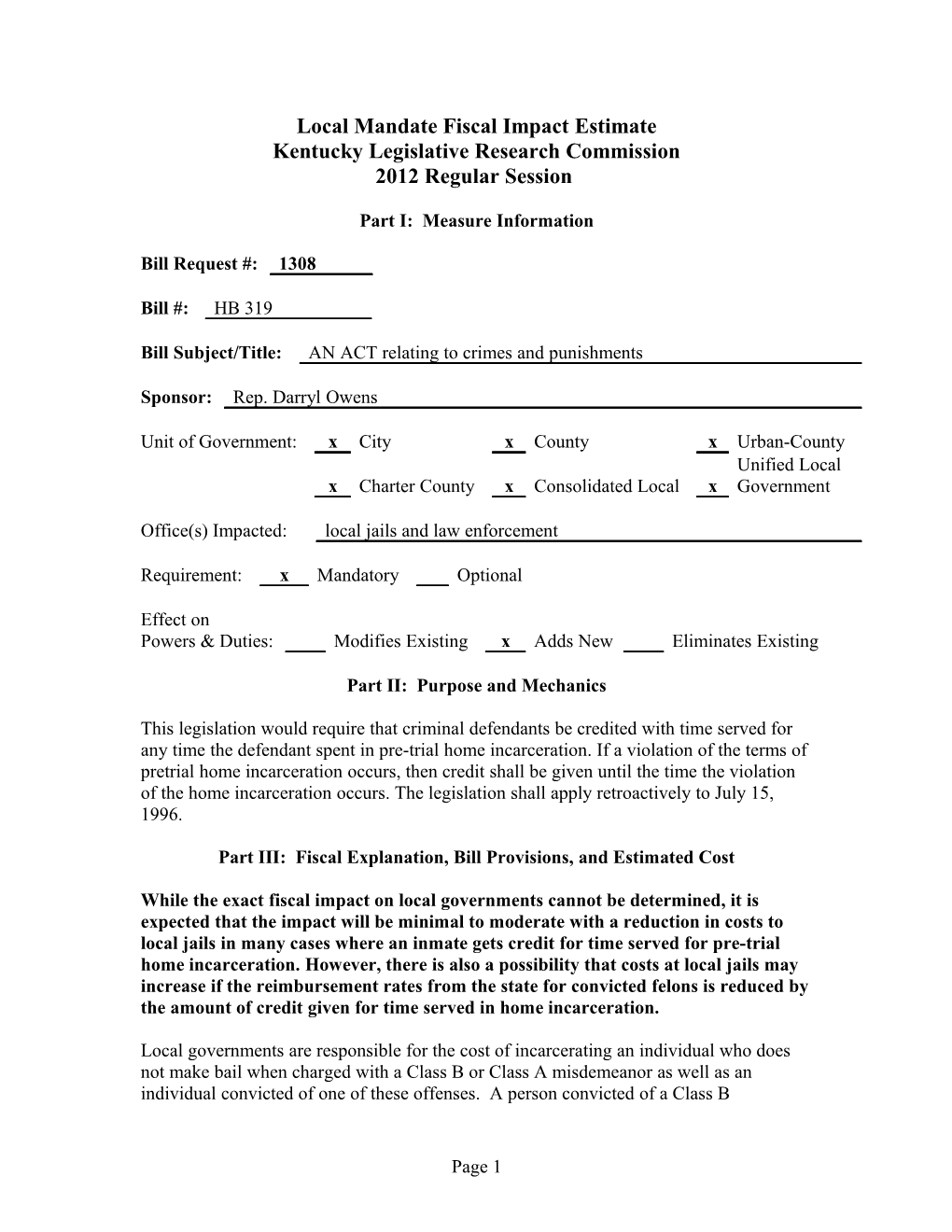 Commonwealth of Kentucky s87