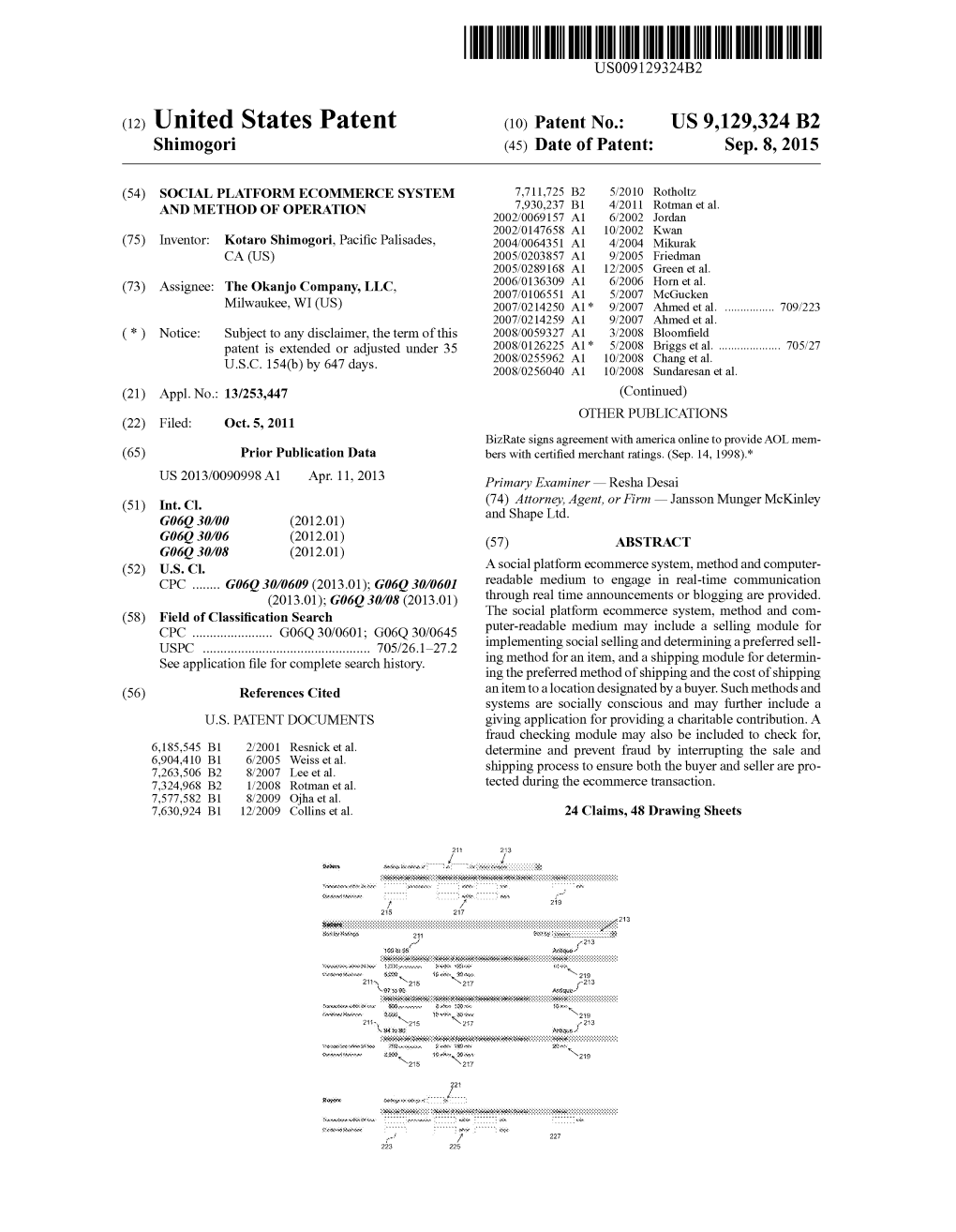 (12) United States Patent (10) Patent No.: US 9,129,324 B2 Shimogori (45) Date of Patent: Sep