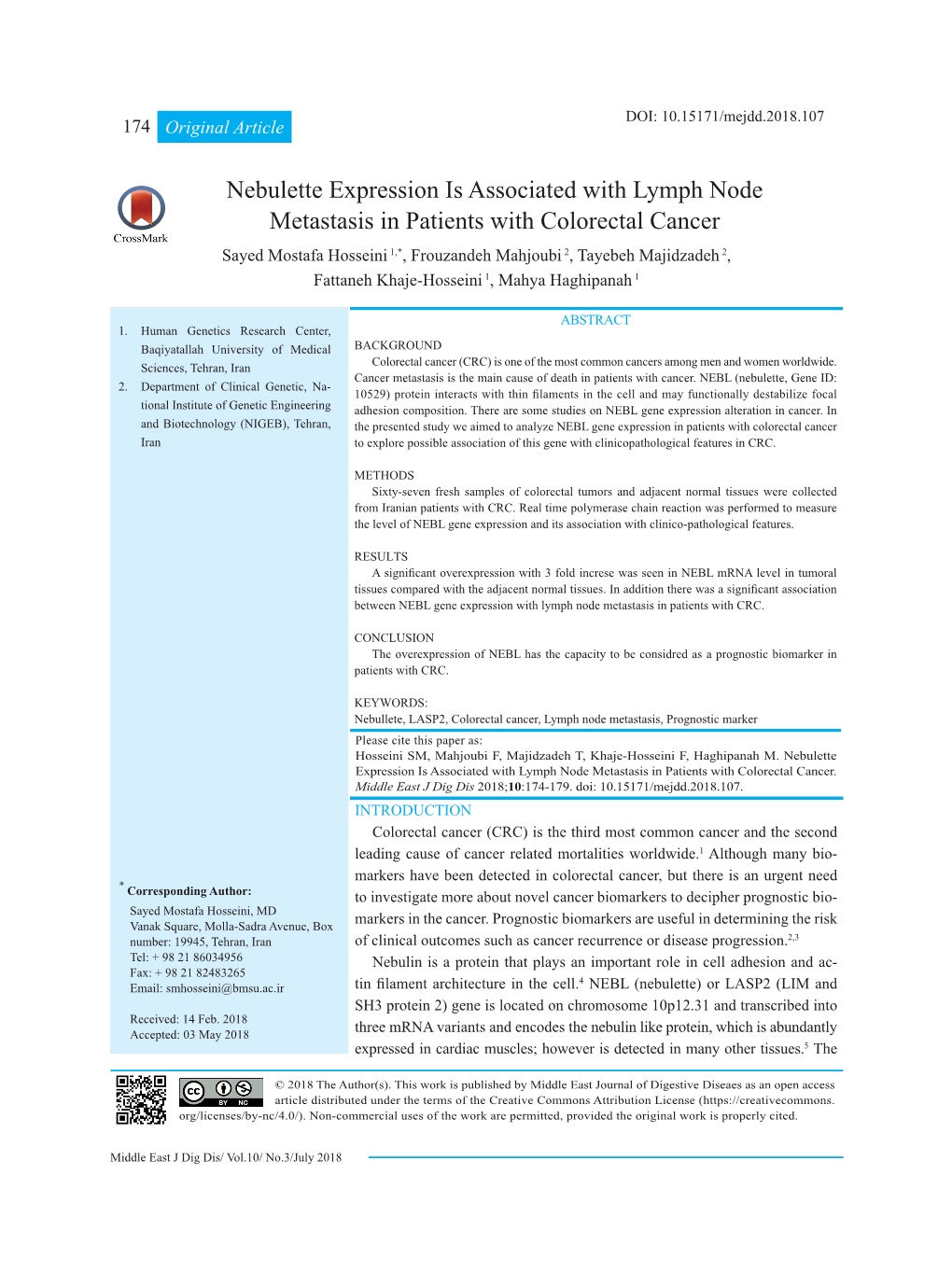 Nebulette Expression Is Associated with Lymph Node Metastasis In