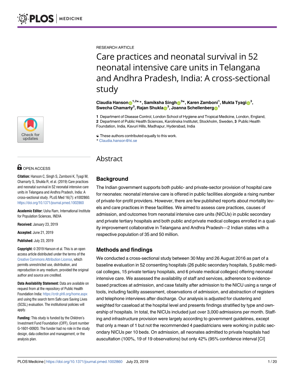 Care Practices and Neonatal Survival in 52 Neonatal Intensive Care Units in Telangana and Andhra Pradesh, India: a Cross-Sectional Study