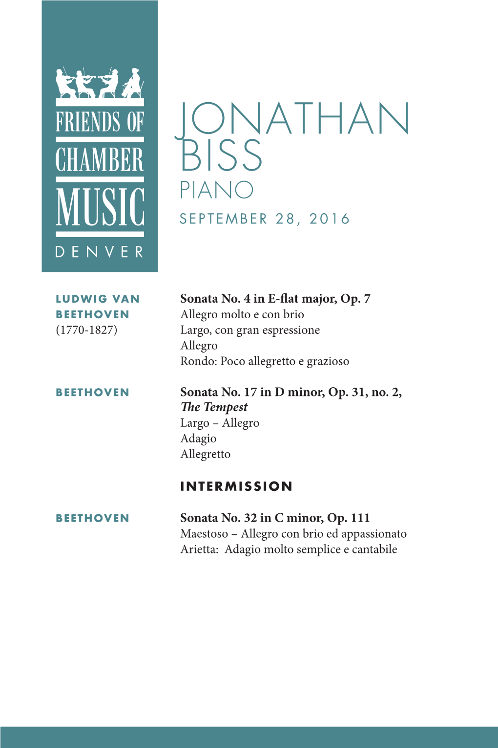 Jonathan Biss Piano September 28, 2016