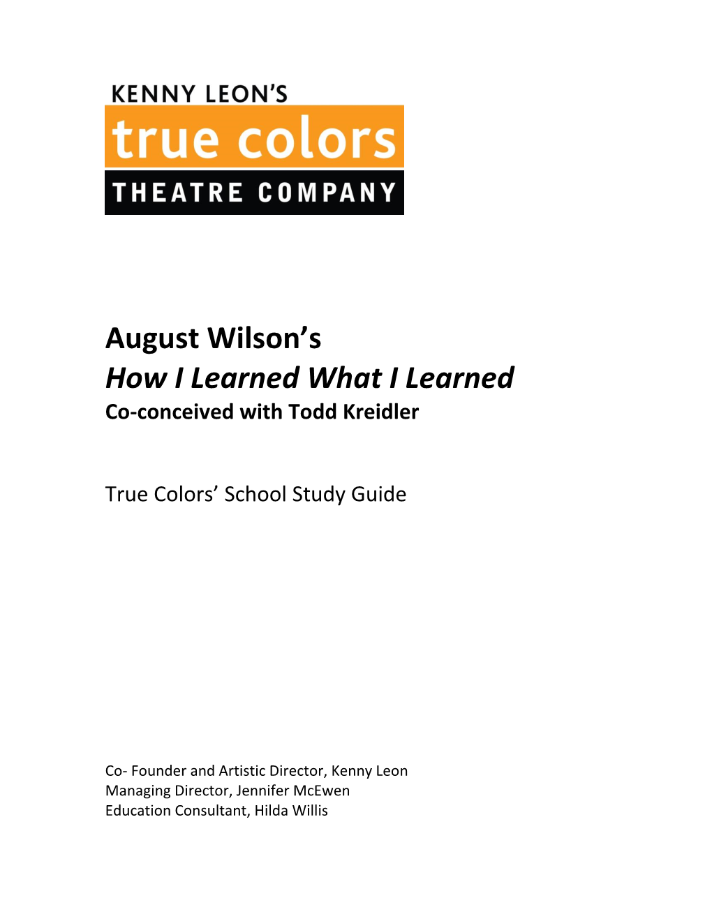 August Wilson's How I Learned What I Learned