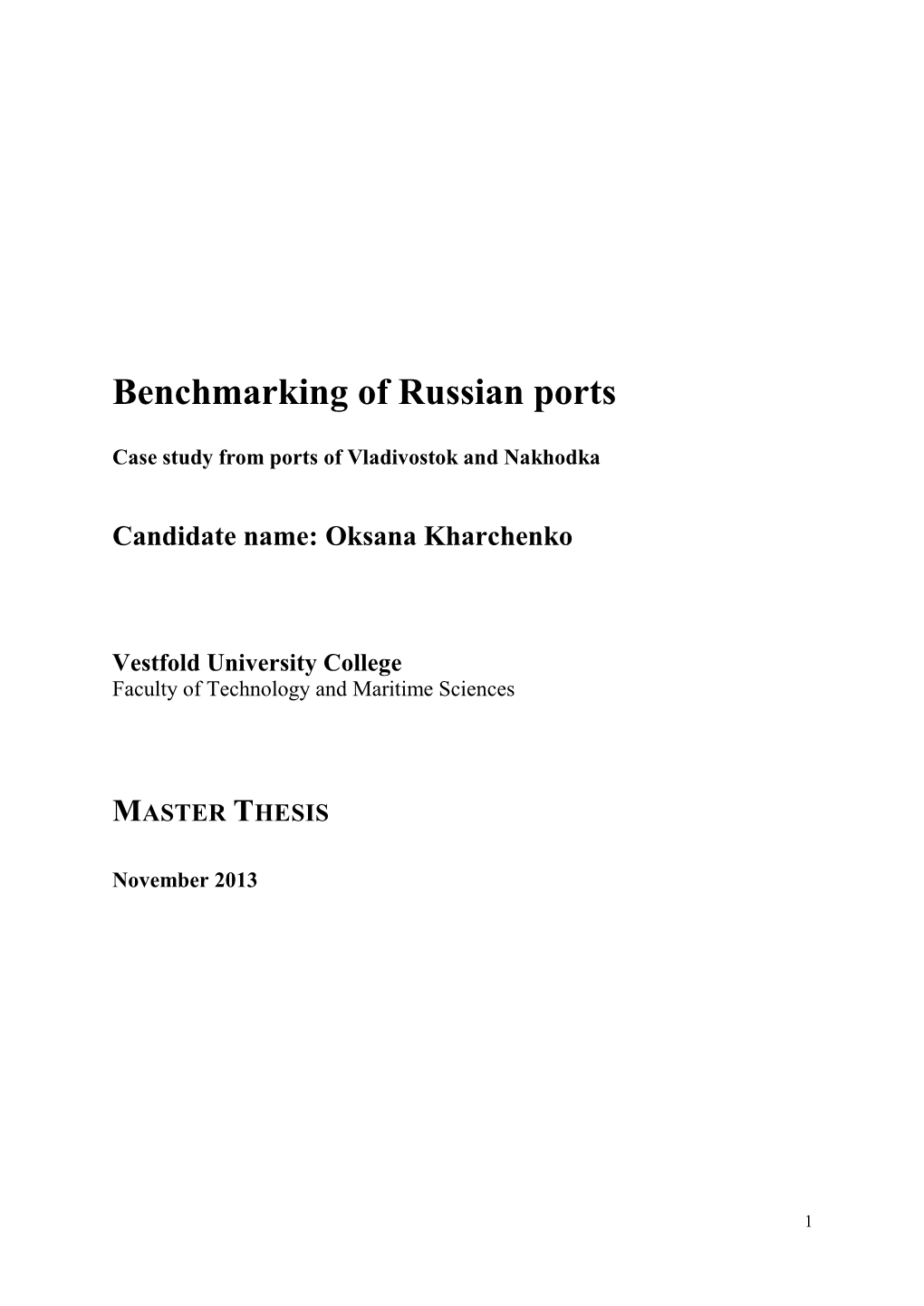 Benchmarking of Russian Ports
