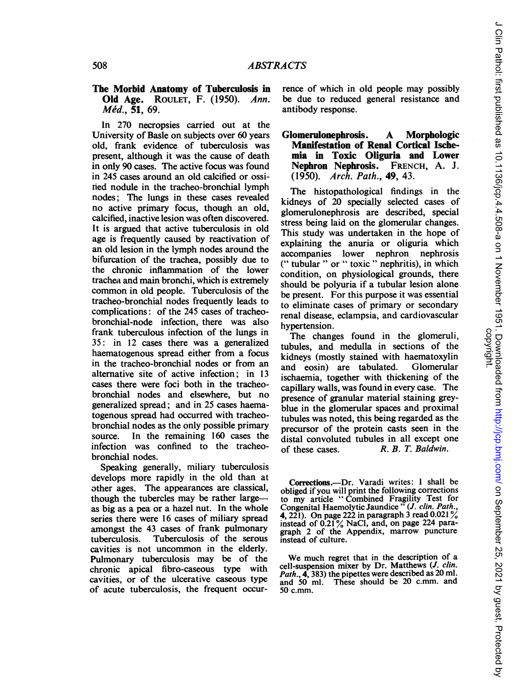 ABSTRACTS Manifestation of Renal Cortical Ische- Mia in Toxic Oliguria