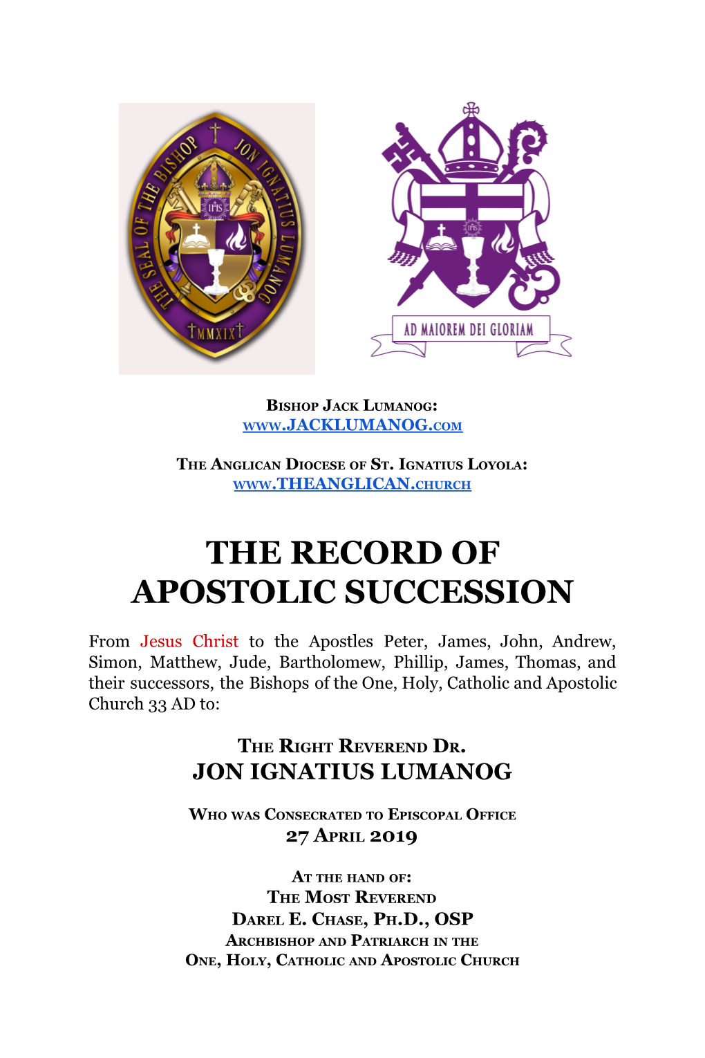 The Record of Apostolic Succession