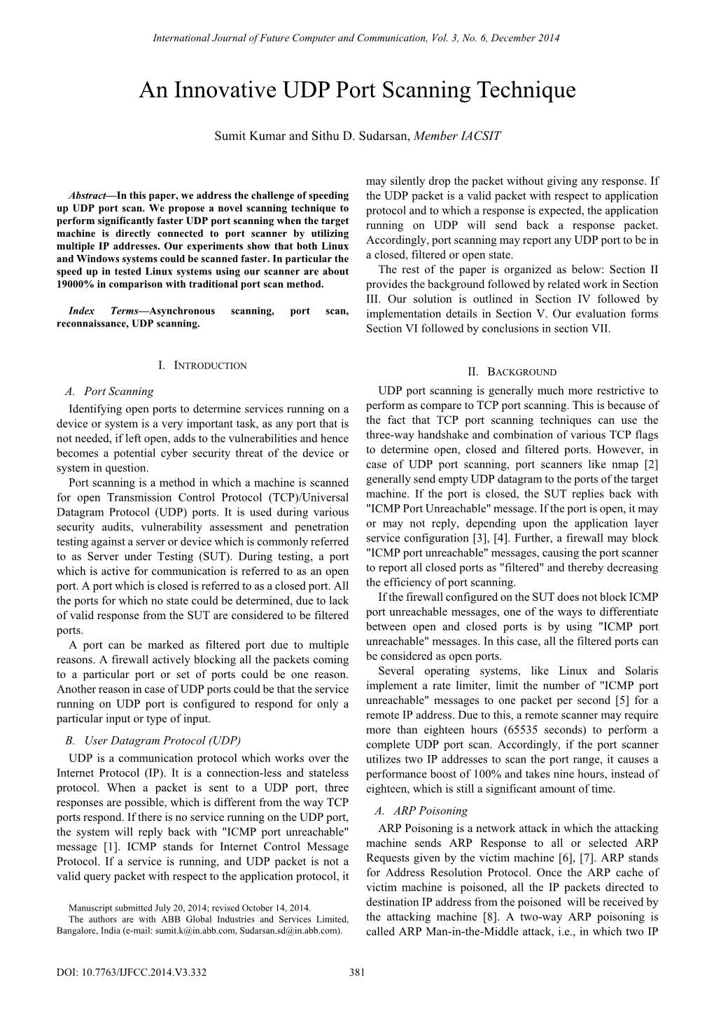 An Innovative UDP Port Scanning Technique