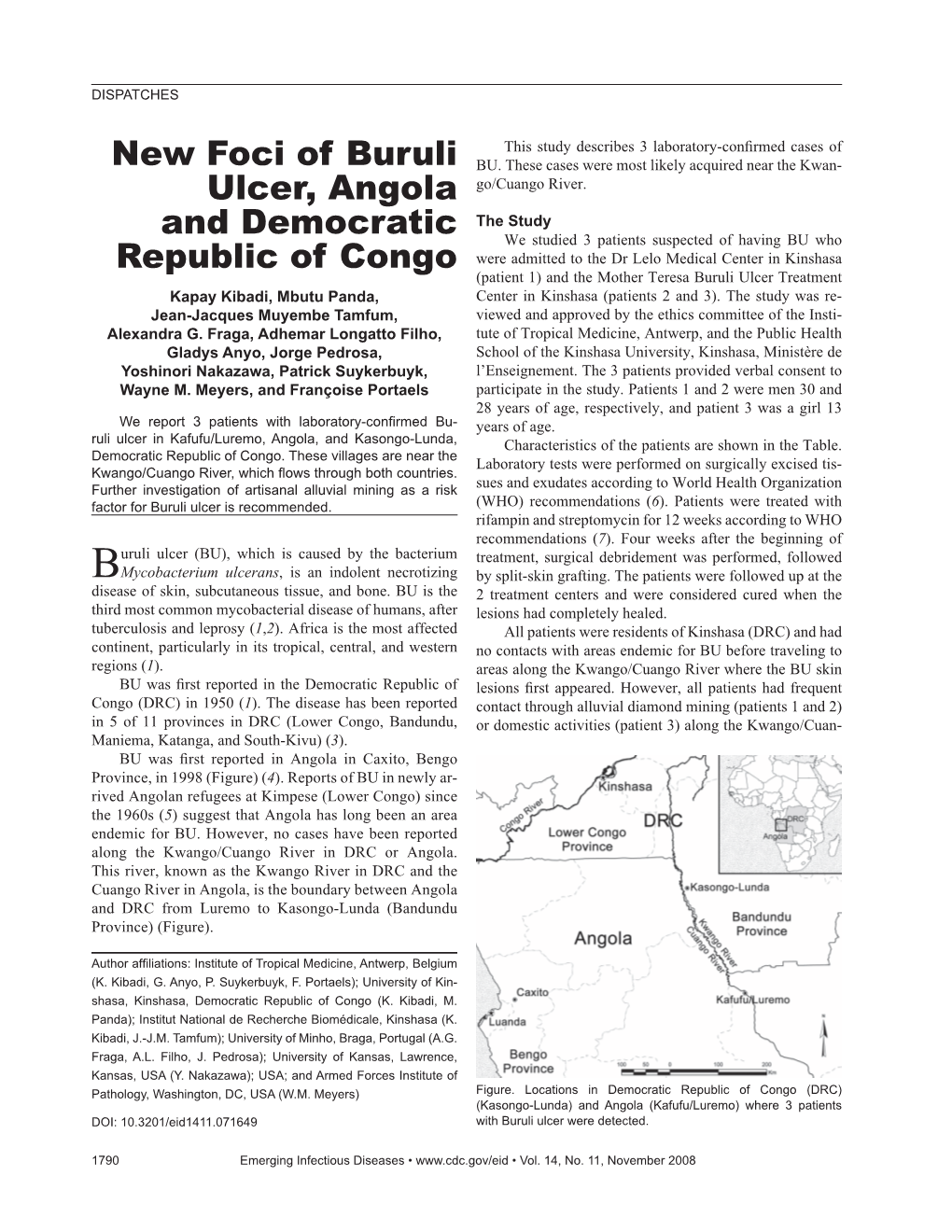 New Foci of Buruli Ulcer, Angola and Democratic Republic of Congo