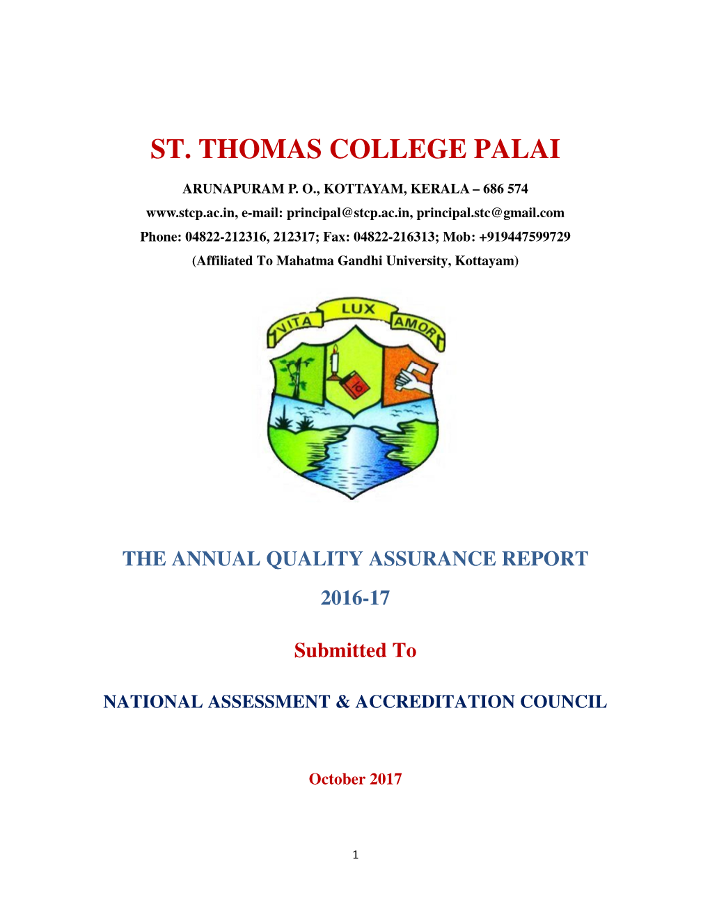 AQAR) of the IQAC Period of Report: June 1, 2016 to May 31, 2017