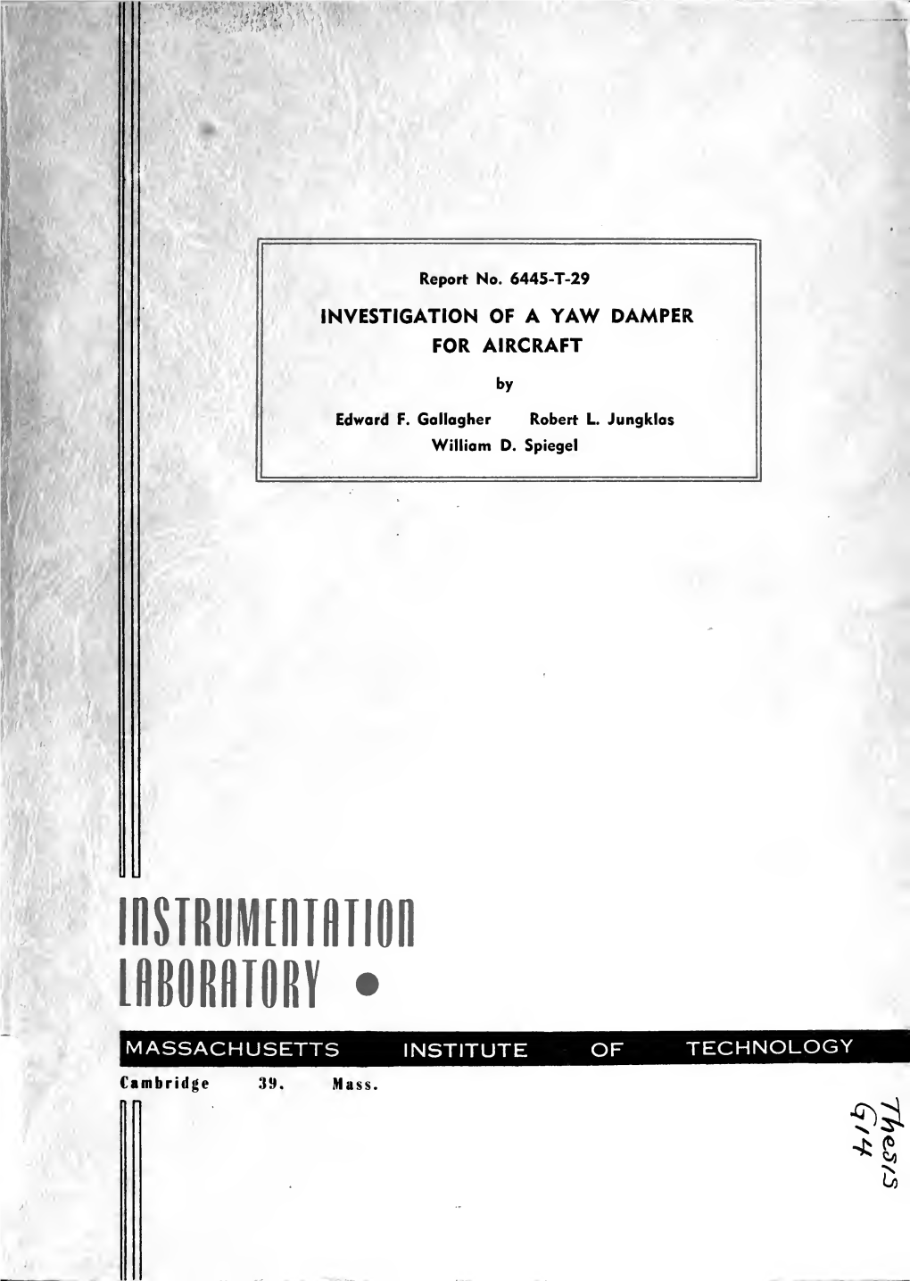 Investigation of a Yaw Damper for Aircraft