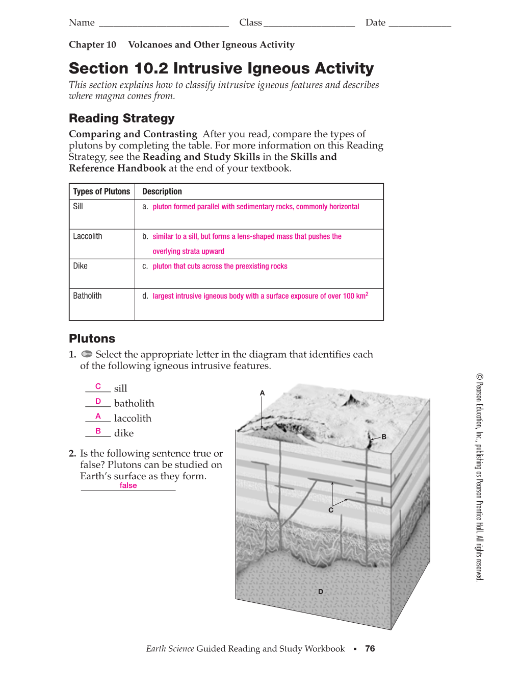 Section 10.2 Intrusive Igneous Activity This Section Explains How to Classify Intrusive Igneous Features and Describes Where Magma Comes From