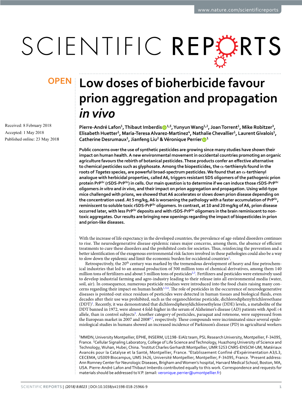 Low Doses of Bioherbicide Favour Prion Aggregation and Propagation in Vivo