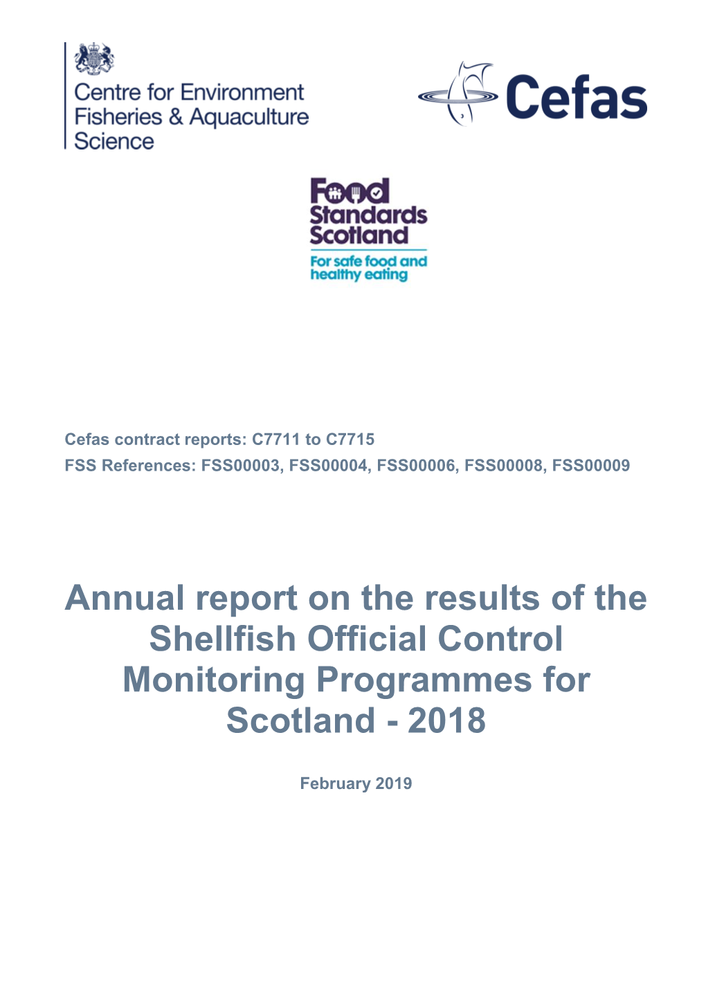 Annual Report on the Results of the Shellfish Official Control Monitoring Programmes for Scotland - 2018