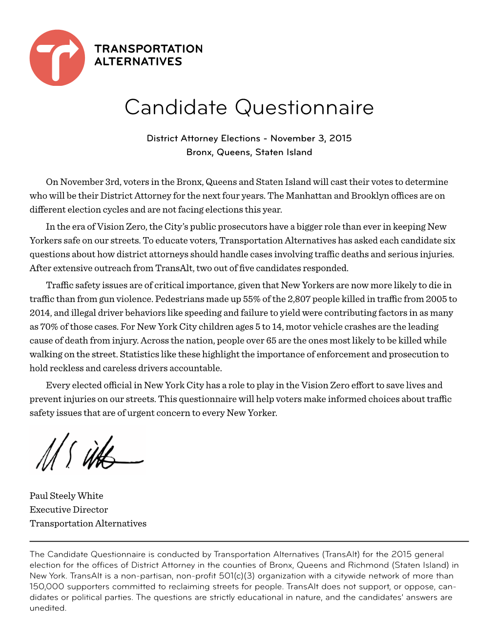 District Attorney Candidate Questionnaire