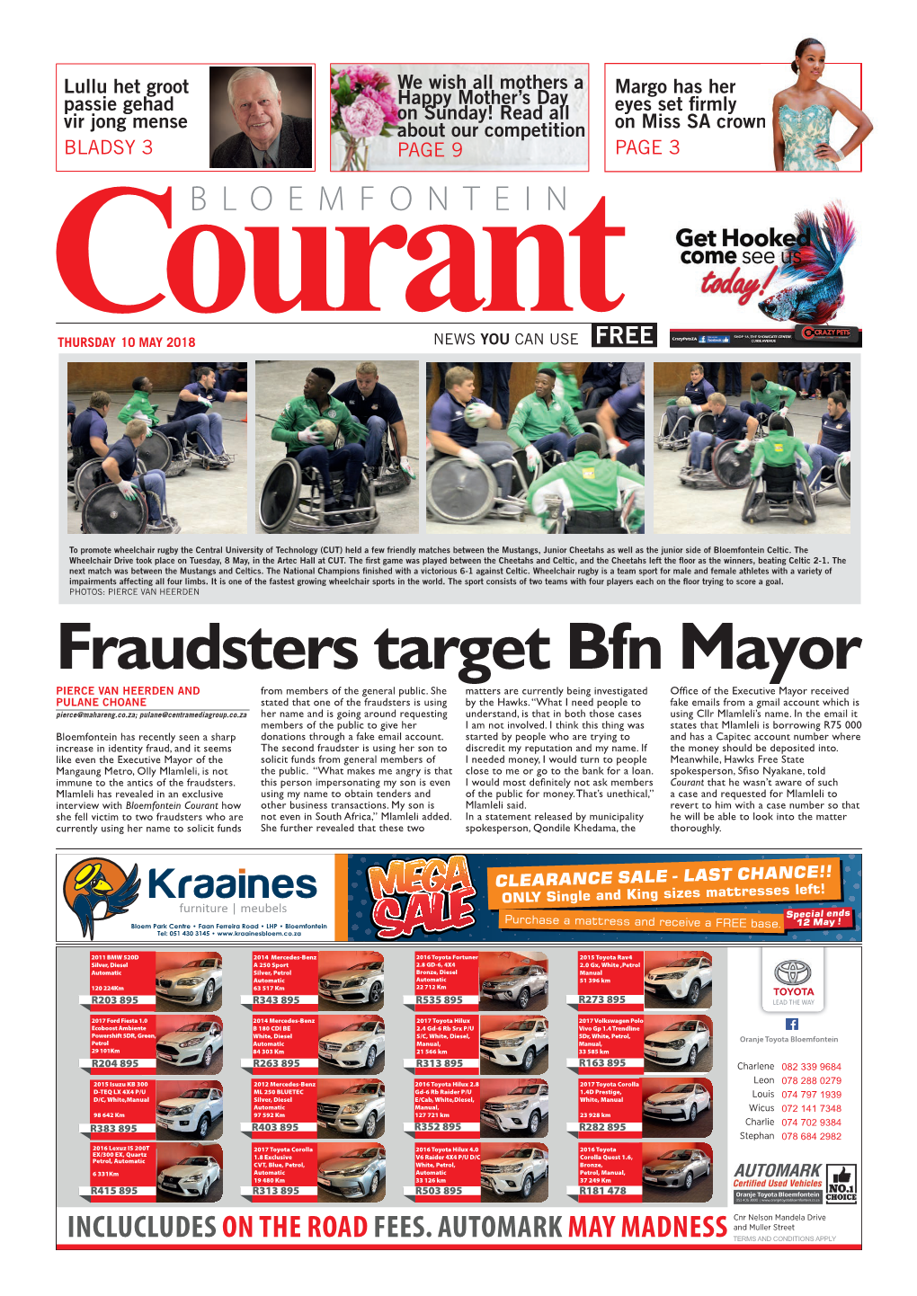 Fraudsters Target Bfn Mayor PIERCE VAN HEERDEN and from Members of the General Public