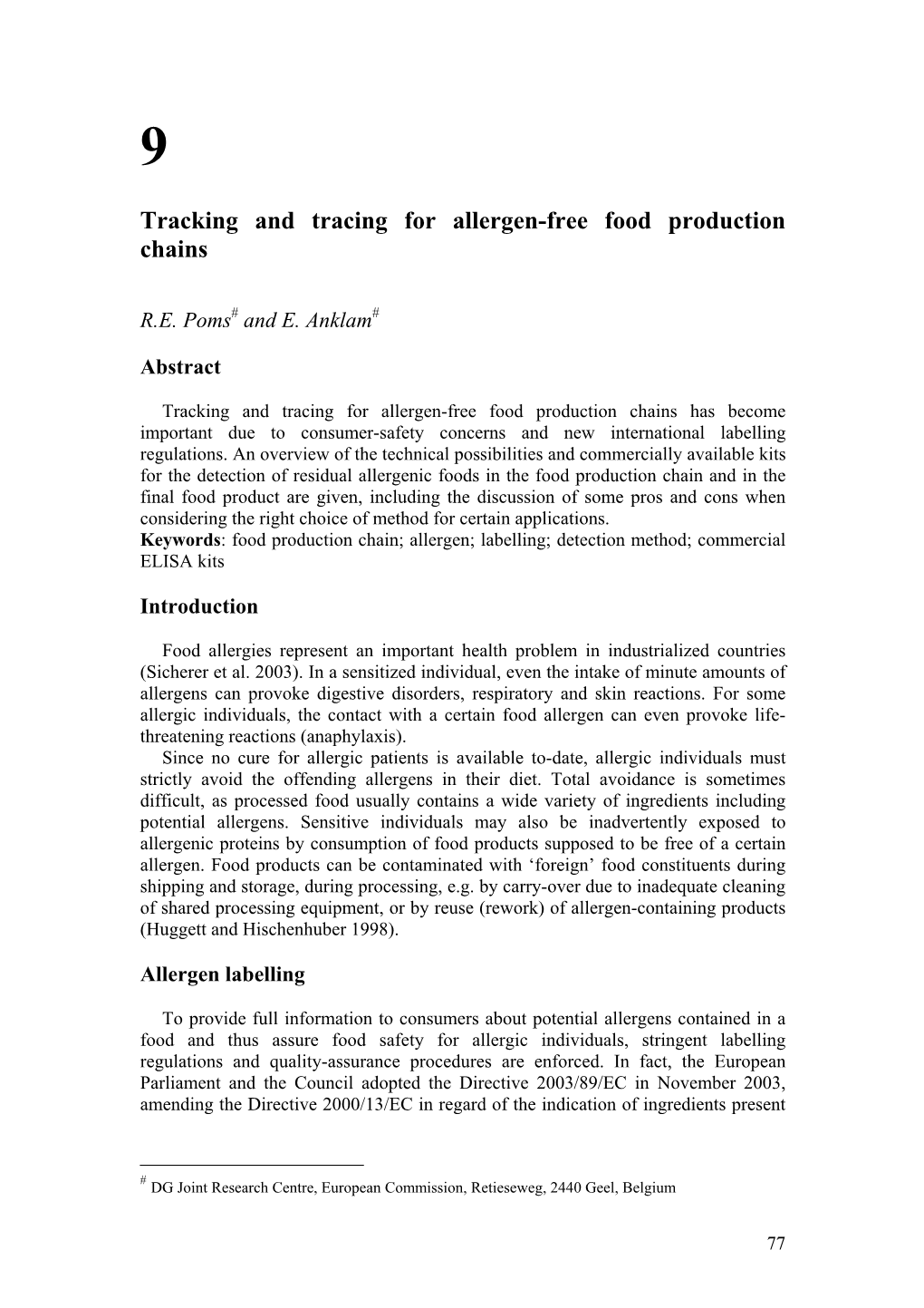 Tracking and Tracing for Allergen-Free Food Production Chains