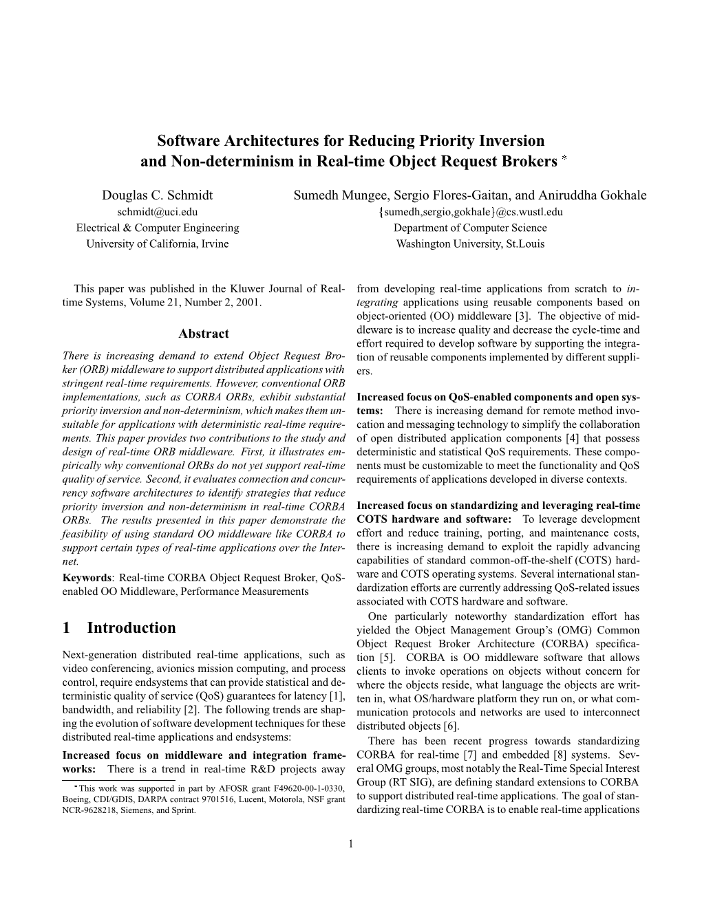Software Architectures for Reducing Priority Inversion and Non