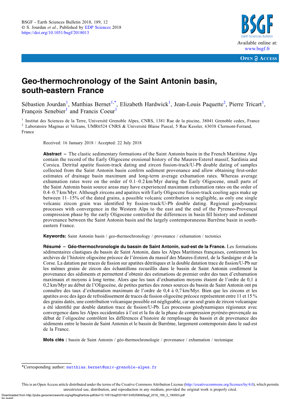 Geo-Thermochronology of the Saint Antonin Basin, South-Eastern France