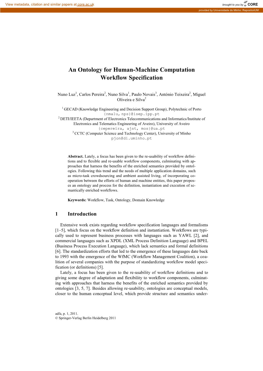 An Ontology for Human-Machine Computation Workflow Specification