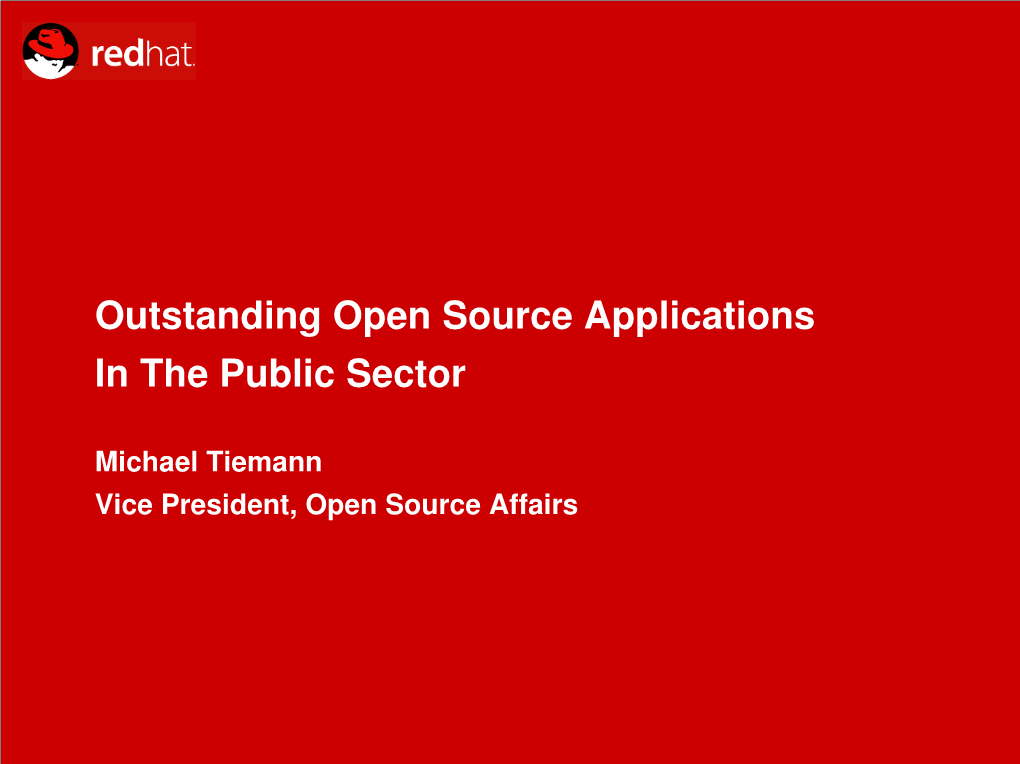 Outstanding Open Source Applications in the Public Sector