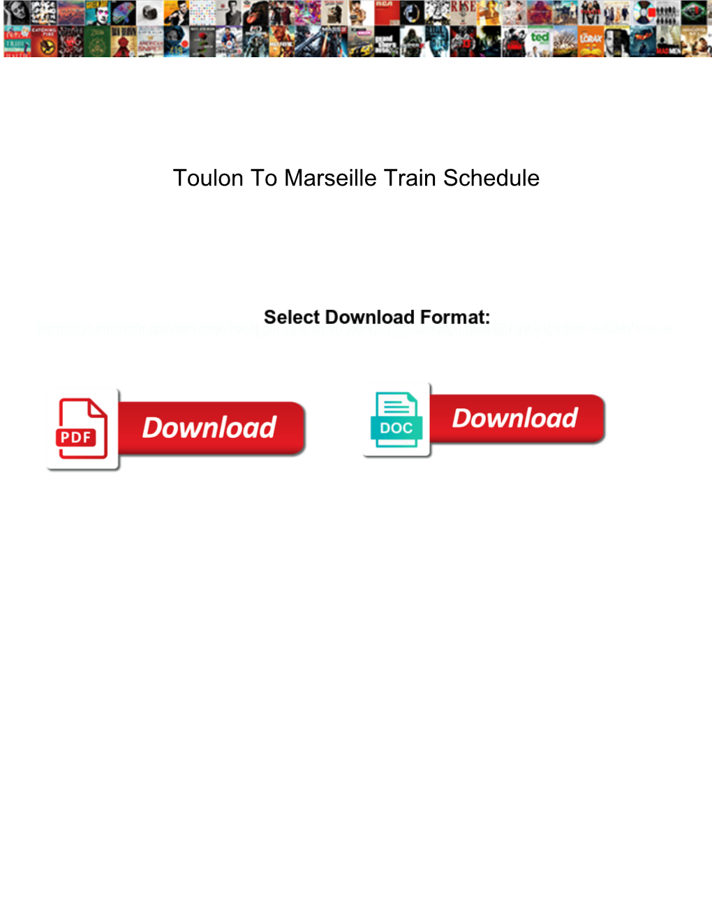 Toulon to Marseille Train Schedule