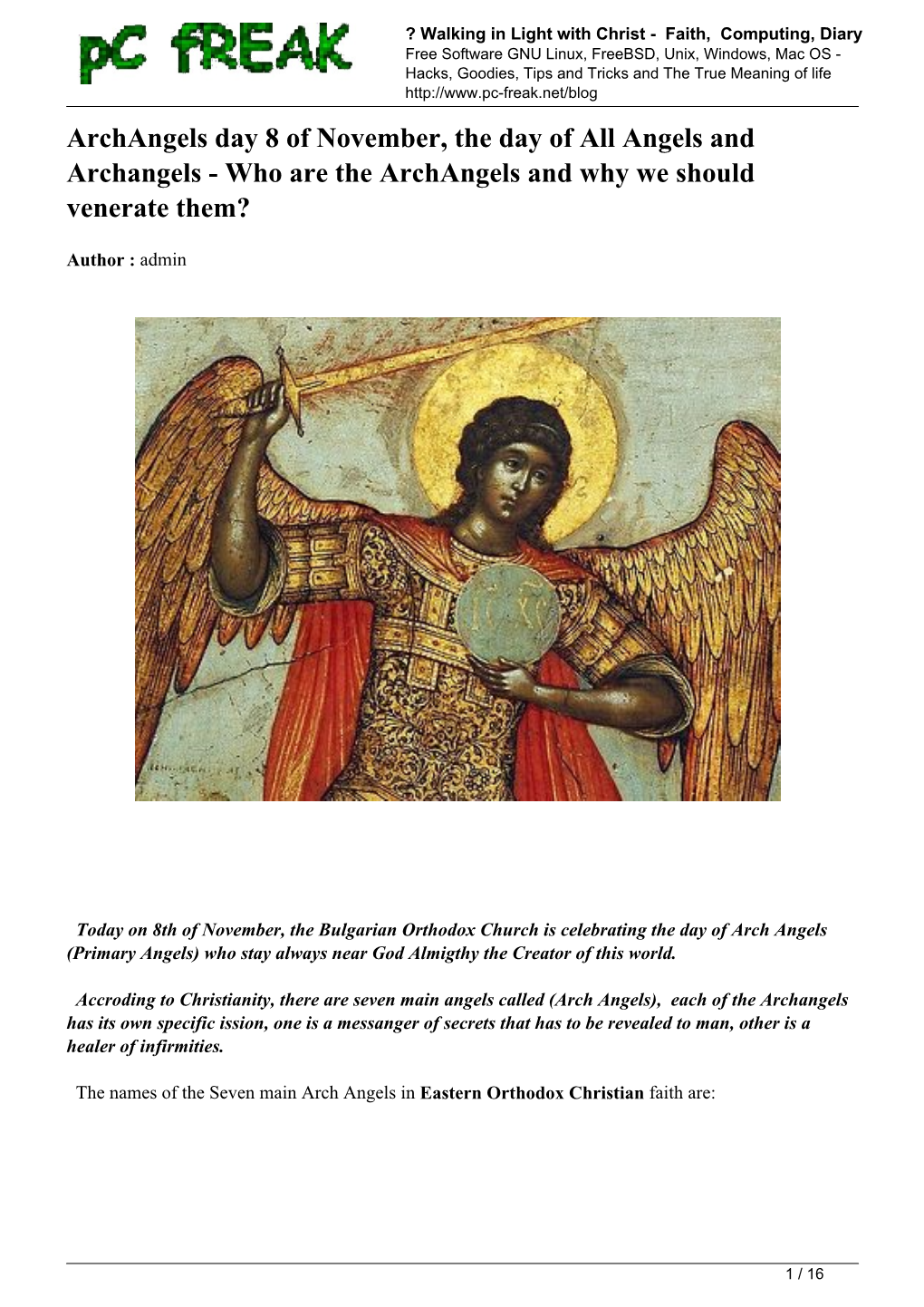 Archangels Day 8 of November, the Day of All Angels and Archangels - Who Are the Archangels and Why We Should Venerate Them?